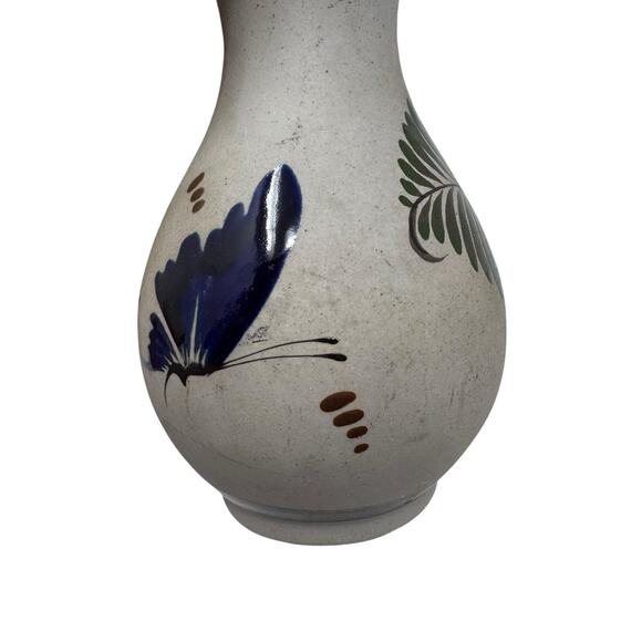 Vintage Tonala Mexican Pottery Vase Bird Floral Design Signed Folk Art 6.5” EUC - Picture 12 of 14